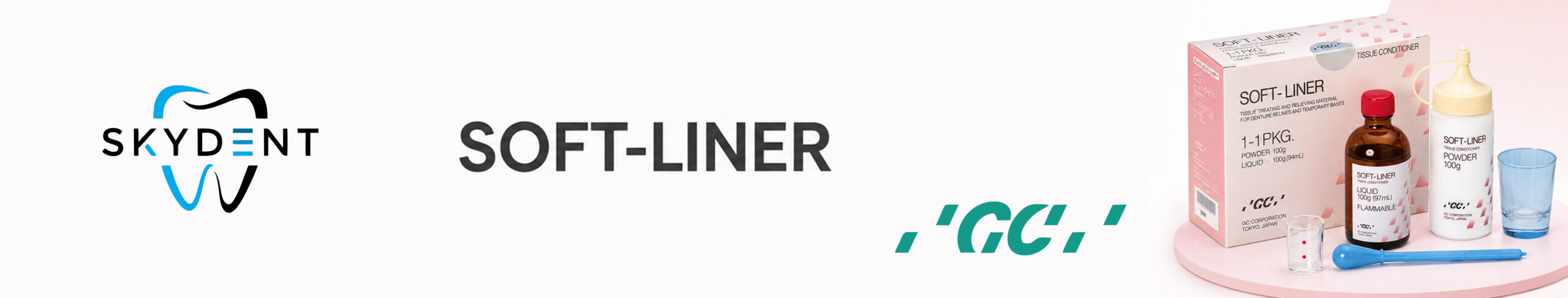 GC Soft Liner Denture Relining Material Banner